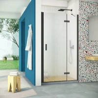 Душевая дверь Vegas Glass AFP Retta 110 02M 02 R 110 см R, профиль черный матовый, стекло шиншилла