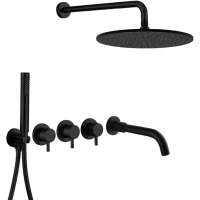 Душевой комплект Feramolli Ele BL744-12+BL677S-21 300 мм, со смесителем, черный матовый
