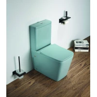 Унитаз-компакт CeramaLux 2170AXMLG безободковый, с сиденьем микролифт, бирюзовый матовый