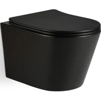 Унитаз подвесной River Ontario 520 MB 10000013709 безободковый, торнадо, с сиденьем микролифт, черный матовый