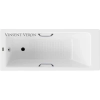 Ванна чугунная Vinsent Veron Tampa VTP1707042H/VH0012CH-AS 170x70 см, с ручками, антискользящим покрытием, белый