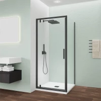 Душевой уголок Veconi Ottimo OP30B-SP-70100-01-C9 70x100 см, профиль черный матовый, стекло прозрачное