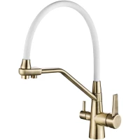 Смеситель для кухни Zorg SH 903-8 BRONZE с подключением к фильтру, гибким изливом, бронза