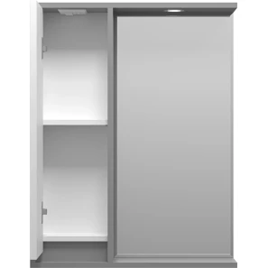 Изображение товара зеркальный шкаф brevita balaton bal-04065-01-01л 62,5x80 см l, с подсветкой, выключателем, белый матовый/серый матовый