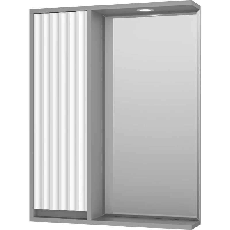 Зеркальный шкаф Brevita Balaton BAL-04065-01-01Л 62,5x80 см L, с подсветкой, выключателем, белый матовый/серый матовый