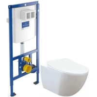 Комплект подвесной унитаз Creavit Free FE320-11CB00E-0000 + KC0903.02.0000E + система инсталляции Villeroy & Boch 92246100
