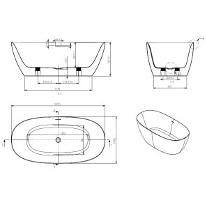 Изображение товара акриловая ванна 160x80 см art&max genova am-gen-1600-800