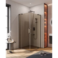 Душевой уголок Cezares Slider SLIDER-AH-2-80/90-100/110-BR-GM 100-110x80-90 см, профиль оружейная сталь матовый, стекло бронза
