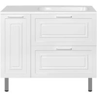 Тумба под раковину Style Line Альба ЛС-000010054 89,8 см R, напольная, с бельевой корзиной, белый глянец