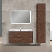 Комплект мебели темное дерево 100 см Vincea Paola VMC-2P100RW + VCB-2VP100W + VLM-2A100