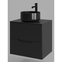 Тумба с раковиной Orange Line Li-60TubMDF+B07-345B 60,2 см, подвесная, со столешницей, черный матовый