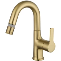 Смеситель для раковины Wonzon & Woghand WW-FE01L212-BG с выдвижным изливом, золотой матовый