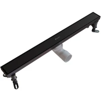 Душевой трап (лоток) Knotlor Terra SDRW0600BL 60 см, с решеткой, 2 в 1 под плитку, черный матовый