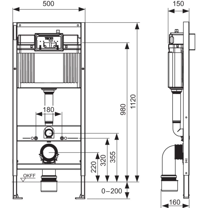 Комплект подвесной унитаз + система инсталляции Tece TECEone 9400405.WC2