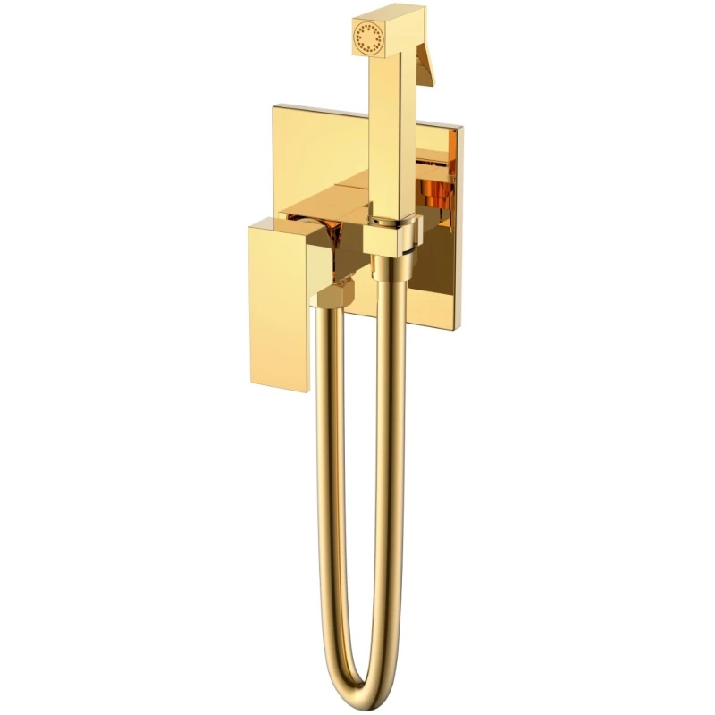 Гигиенический душ Boheme Qubic 477-G со смесителем, золотой