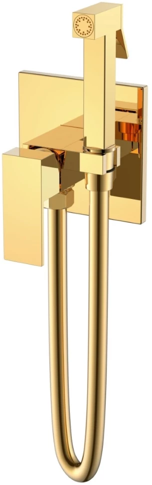 Гигиенический душ Boheme Qubic 477-G со смесителем, золотой душевая система 300 мм boheme qubic 478 g