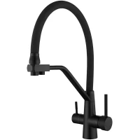 Смеситель для кухни Boch Mann Else BM10427 с подключением к фильтру, гибким изливом, черный матовый