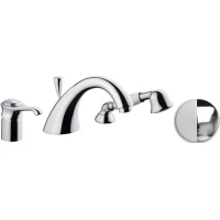 Смеситель на борт ванны Emmevi Tiffany 60120/BC с душевым гарнитуром, хром/белый