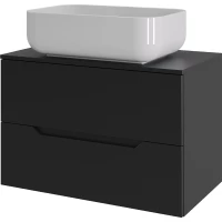 Тумба с раковиной Orange Line Li-70TubMDF+B03-600W 70,2 см, подвесная, со столешницей, черный матовый