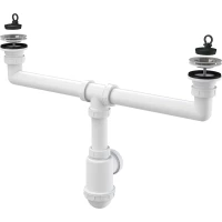 Сифон для сдвоенной мойки AlcaPlast A449-DN50/40