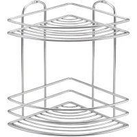 Полка для ванной Tekno-tel BK022SSM 20x20 см, угловая, двойная, нержавеющая сталь