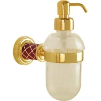 Дозатор для жидкого мыла Boheme Murano 10912-R-G 200 мл, настенный, золотой/рубин
