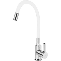 Смеситель для кухни V-4044 с гибким изливом, хром/белый
