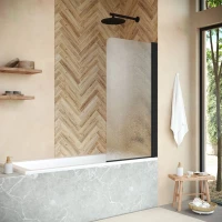 Шторка на ванну Vegas Glass EV NOVO 60 02M 02 R 61 см R, профиль черный матовый, стекло шиншилла