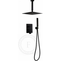 Душевой комплект Filarete Fing FL1044BL 300 мм, со смесителем, черный матовый
