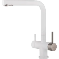Смеситель для кухни PEZARO PZM.301-07.ICE.INOX с подключением к фильтру, нержавеющая сталь/белый
