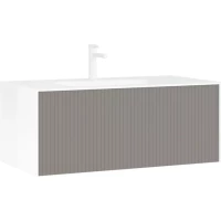 Тумба с раковиной белый матовый/бежевый матовый 100 см ORKA Cube 3000378