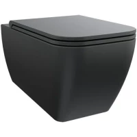 Унитаз подвесной SDR Quadra WCWHMBWCSQDV безободковый, торнадо, с сиденьем микролифт, черный матовый