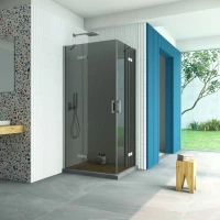 Душевой уголок Vegas Glass AFA-F Retta 100*90 07 07 L 100x90 см L, профиль матовый хром, стекло графитовое