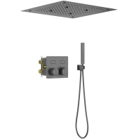 Душевой комплект Timo Petruma SX-5209/18SM 500 мм, с термостатом, вороненая сталь