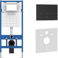 Инсталляция для унитаза Iberica Blanca Silencio Inox-S IB001.016.04 с кнопкой смыва, черный матовый