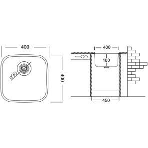 Изображение товара кухонная мойка полированная сталь ukinox модерн mop400.400 -gt8c