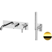 Смеситель для ванны Remer Metrica MC53D2DO встраиваемый, с душевым гарнитуром, золотой