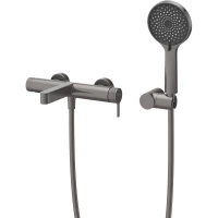 Смеситель для ванны BelBagno Delta 2.0 DEL2.0-VASM-GM с душевым гарнитуром, оружейная сталь матовый