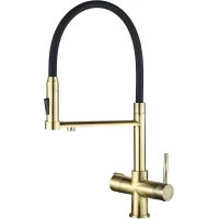 Смеситель для кухни Zorg SH 2003 BRONZE с подключением к фильтру, гибким изливом, бронза