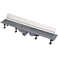 Душевой трап (лоток) AlcaPlast APZ22 Solid APZ22-850 + SOLID-850M 84,4 см, с решеткой, щелевой, нержавеющая сталь