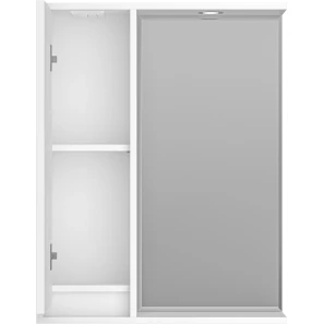Изображение товара зеркальный шкаф brevita balaton bal-04065-01-л 62,5x80 см l, с подсветкой, выключателем, белый матовый