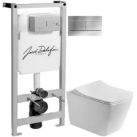 Комплект подвесной унитаз Art&Max Techno AM9310CHR/SC + система инсталляции Jacob Delafon E5504-NF + E4316-CP
