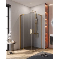 Душевой уголок Cezares Slider SLIDER-A-2-80/90-GRIGIO-BORO 80-90x80-90 см, профиль золотой матовый, стекло графитовое