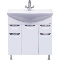 Тумба под раковину Misty Орхидея П-Орх01075-0112Я 72,5 см, напольная, с бельевой корзиной, белый глянец