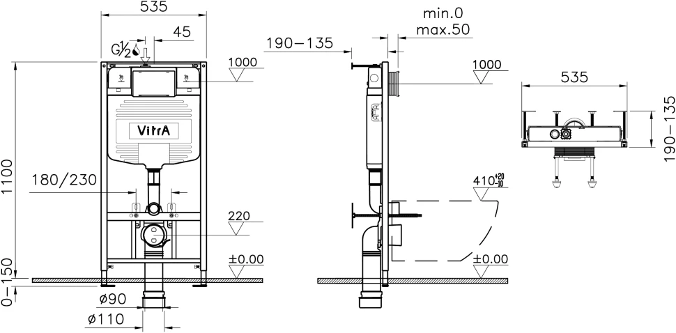 Комплект подвесной унитаз + система инсталляции VitrA Normus 9773B003-7206 - фото 4