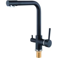 Смеситель для кухни D-Lin D159315-1A с подключением к фильтру, хром/черный матовый