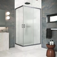 Душевой уголок Vegas Glass ZA-F Protec 95*90 06 10 95x90 см, профиль оружейная сталь матовый, стекло сатин