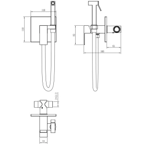 Изображение товара гигиенический душ boheme qubic 477-gm со смесителем, оружейная сталь