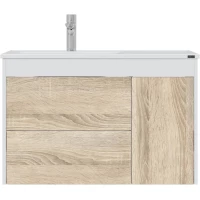 Тумба под раковину Санта Меркурий 700456 88,6 см, подвесная, белый матовый/дуб янтарный
