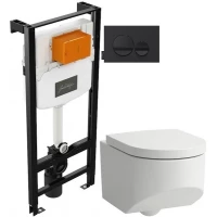 Комплект подвесной унитаз Laufen Sonar 8.2034.1.000.000.1 + 8.9334.1.000.000.1 + система инсталляции Jacob Delafon E24156-NF + E20859-7-BMT